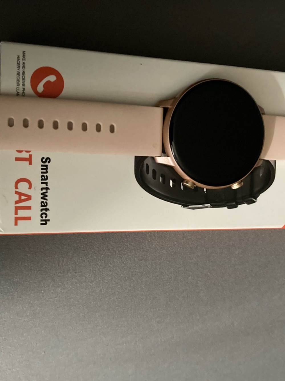 Rose Gold Smartwatch with Pink Silicone Band